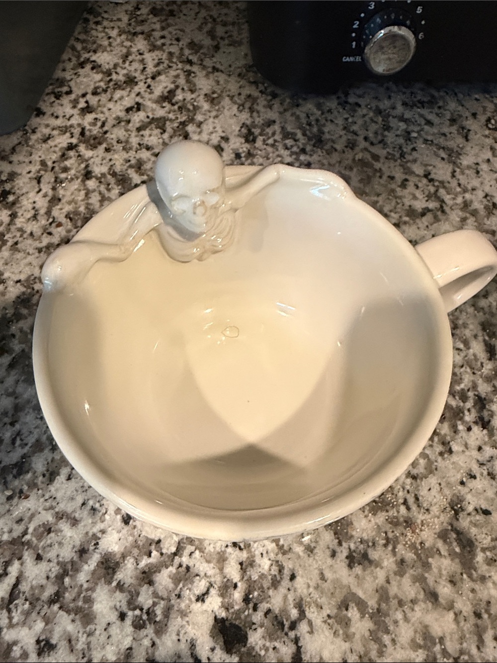 Cream Ceramic Mug with Figurine Accent